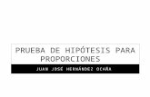 PRUEBA DE HIPÓTESIS PARA PROPORCIONES JUAN JOSÉ HERNÁNDEZ OCAÑA.