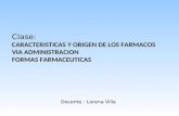 Docente : Lorena Villa Clase: CARACTERISTICAS Y ORIGEN DE LOS FARMACOS VIA ADMINISTRACION FORMAS FARMACEUTICAS.