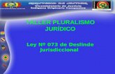 TALLER PLURALISMO JURÍDICO Ley Nº 073 de Deslinde Jurisdiccional.