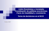 Unión Económica y monetaria: Coordinación de políticas económicas. Pacto de Estabilidad y crecimiento. Toma de decisiones en el BCE Curso 2007.