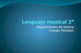 Departamento de música Colegio Peñafort. 1- Pentagrama Conjunto de cinco líneas horizontales y cuatro espacios, donde se escriben los signos musicales.