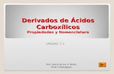 Derivados de Ácidos Carboxílicos Propiedades y Nomenclatura UNIDAD 7.1 Prof. María de los A. Muñiz Título V-Mayagüez.