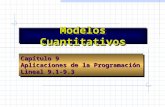 Modelos Cuantitativos Capítulo 9 Aplicaciones de la Programación Lineal 9.1-9.3 Capítulo 9 Aplicaciones de la Programación Lineal 9.1-9.3.