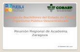 Colegio de Bachilleres del Estado de Puebla Organismo Público Descentralizado Reunión Regional de Academia Zaragoza 10 FEBRERO DEL 2012.