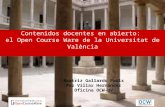 Contenidos docentes en abierto: el Open Course Ware de la Universitat de València Beatriz Gallardo Paúls Paz Villar Hernández Oficina OCW-UV.