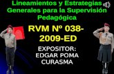 1 EXPOSITOR: EDGAR POMA CURASMA Lineamientos y Estrategias Generales para la Supervisión Pedagógica RVM Nº 038- 2009-ED.