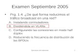 Examen Septiembre 2005 Prg. 1.4: ¿De qué forma reducimos el tráfico broadcast en una red? A.Instalando conmutadores. B.Dividiéndola en VLANs C.Configurando.