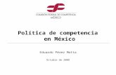 Eduardo Pérez Motta Octubre de 2008 Política de competencia en México.