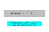 ESPAD III * TC 1 NUMEROS NATURALES Y NÚMEROS ENTEROS.