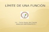 LÍMITE DE UNA FUNCIÓN Lic. Carla Rojas del Carpio ANALISIS MATEMATICO I.