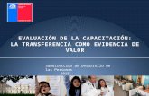EVALUACIÓN DE LA CAPACITACIÓN: LA TRANSFERENCIA COMO EVIDENCIA DE VALOR Subdirección de Desarrollo de las Personas 2015.