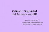 Calidad y Seguridad del Paciente en HRR. EU. Carmen Gloria Díaz Z. Calidad y Seguridad del Paciente HRR DEPARTAMENTO CALIDAD E IAAS.