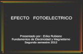EFECTO FOTOELECTRICO Presentado por : Erika Rubiano Fundamentos de Electricidad y Magnetismo Segundo semestre 2012.