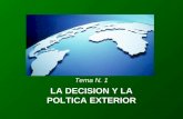 Tema N. 1 LA DECISION Y LA POLTICA EXTERIOR. Joseph Frankel define el interés nacional en tres características: –Aspiraciones a largo plazo, por ejemplo,