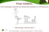 :: Montevideo, Abril de 2011 :: Prof. Mónica Báez - Dirección de Educación - Centro CEIBAL Plan CEIBAL Una estrategia nacional de desarrollo basada en.