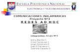 R E D E S A D H O C COMUNICACIONES INALAMBRICAS Proyecto Nº3 R E D E S A D H O C Integrantes: Grupo Nº2 Jenny Bonilla C. Erika Caizaluisa C. Jorge Caizaluisa.