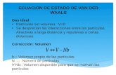 ECUACION DE ESTADO DE VAN DER WAALS Gas ideal: Partículas sin volumen: V=0 Se desprecian las interacciones entre las partículas. Atractivas a larga distancia.