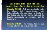 La mesa del pan de la propiciación o la presencia  Éxodo 39:32 Así fue acabada toda la obra del tabernáculo, del tabernáculo de reunión; e hicieron los.