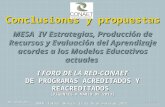 Conclusiones y propuestas MESA IV Estrategias, Producción de Recursos y Evaluación del Aprendizaje acordes a los Modelos Educativos actuales I FORO DE.