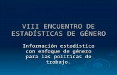 VIII ENCUENTRO DE ESTADÍSTICAS DE GÉNERO Información estadística con enfoque de género para las políticas de trabajo.