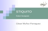 STIQUITO Robot Hexápodo César Muñoz Parraguez. Tecnologías Fibra Muscular MSP430 F1122 JTAG Music Wire PCB.