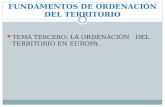 FUNDAMENTOS DE ORDENACIÓN DEL TERRITORIO TEMA TERCERO: LA ORDENACIÓN DEL TERRITORIO EN EUROPA.