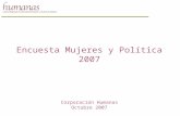 Encuesta Mujeres y Política 2007 Corporación Humanas Octubre 2007.