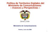 Ministerio de Comunicaciones República de Colombia 1 Política de Territorios Digitales del Ministerio de Comunicaciones – Avances y Perspectivas – Política.