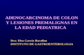 ADENOCARCINOMA DE COLON Y LESIONES PREMALIGNAS EN LA EDAD PEDIATRICA Dra: Elsa García Bacallao INSTITUTO DE GASTROENTEROLOGIA.
