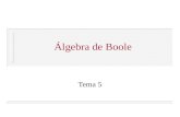 Álgebra de Boole Tema 5 ¿Qué sabrás al final del capítulo? n Leyes y propiedades del Algebra de Boole n Simplificar funciones utilizando el Algebra de.
