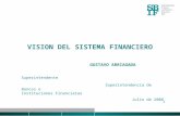 1 VISION DEL SISTEMA FINANCIERO GUSTAVO ARRIAGADA Superintendente Superintendencia de Bancos e Instituciones Financieras Julio de 2008.