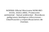 NORMA Oficial Mexicana NOM-087- ECOL-SSA1-2002, Protección ambiental - Salud ambiental - Residuos peligrosos biológico-infecciosos - Clasificación y especificaciones.