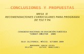 CONCLUSIONES Y PROPUESTAS MESA II RECOMENDACIONES CURRICULARES PARA PROGRAMA DE TSU Y PA CONGRESO NACIONAL DE EDUCACIÓN TURÍSTICA “CONAET-AMESTUR” 2009.