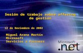 Miguel Arana Martín Microsoft Servicios a Partners Sesión de trabajo sobre offering de gestión 12 de Noviembre de 2002.