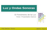 El Fenómeno de la Luz Parte I Propiedades Ópticas Luz y Ondas Sonoras Prof. Dorcas I. Torres MSP21 - Fase II.