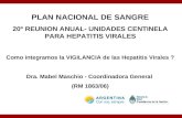 PLAN NACIONAL DE SANGRE 20º REUNION ANUAL- UNIDADES CENTINELA PARA HEPATITIS VIRALES Como integramos la VIGILANCIA de las Hepatitis Virales ? Dra. Mabel.