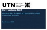 Convocatoria 2010 Información. Programa DAAD-UTN 2008. Lineamientos generales Septiembre 2008.