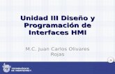 1 Unidad III Diseño y Programación de Interfaces HMI M.C. Juan Carlos Olivares Rojas.