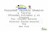 Parashat Vayikrá Shemini y Tazría Ofrendas Extrañas y el Tzaarat Por: Eliyahu BaYonah Director Shalom Haverim Org New York.