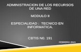 ADMINISTRACION DE LOS RECURSOS DE UNA RED MODULO II ESPECIALIDAD : TECNICO EN INFORMATICA. CBTIS N0. 191 FEBRERO 2013.