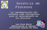 Gerencia de Procesos Gerencia de Procesos “La implementación del software como herramienta para el mejoramiento de los procesos” Luis Rivas Dávila Administración.