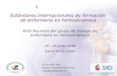 ACADEMIA Estándares internacionales de formación de enfermería en hemodinámica XVIII Reunión del grupo de trabajo de enfermería en hemodinámica 19 – 21.