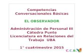 C.C.B. Competencias Conversacionales Básicas EL OBSERVADOR Administración de Personal III Cátedra Punte Licenciatura en Relaciones del Trabajo UBA 1° cuatrimestre.