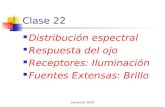 Clase 22 Distribución espectral Respuesta del ojo Receptores: Iluminación Fuentes Extensas: Brillo Larrondo 2010.