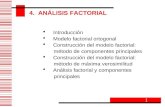 Introducción  Modelo factorial ortogonal  Construcción del modelo factorial: método de componentes principales  Construcción del modelo factorial: