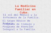 1 La Medicina Familiar en Cuba. El rol del Médico y la Enfermera de la Familia. El Grupo Básico de Trabajo. Programa de trabajo y Programa de Atención.