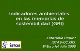 Indicadores ambientales en las memorias de sostenibilidad (GRI) Estefanía Blount ISTAS-CC.OO. El Escorial, julio 2003.