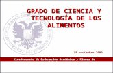 Vicedecanato de Ordenación Académica y Planes de Estudio GRADO DE CIENCIA Y TECNOLOGÍA DE LOS ALIMENTOS 18 noviembre 2009.