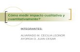 Cómo medir impacto cualitativa y cuantitativamente? INTEGRANTES: ALVARADO M. CECILIA LEONOR AYOROA O. JUAN CESAR.