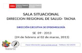 SALA SITUACIONAL DIRECCION REGIONAL DE SALUD- TACNA SE 09 - 2013 (24 de febrero al 02 de marzo, 2013) Mayor información: epitacna@dge.gob.pe – Teléfono:
